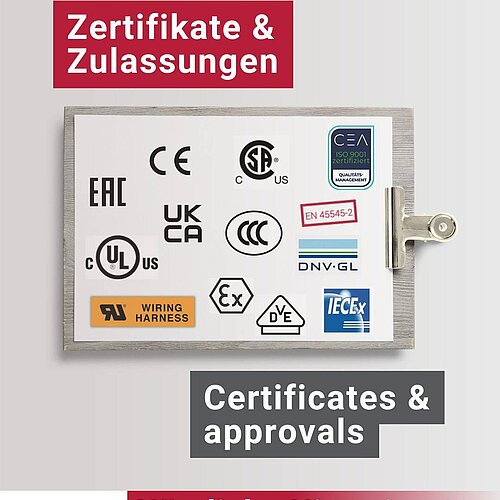 UL, VDE, CSA, DNV, EN 62444, CE, UKCA, CCC, ATEX, …

ℹ️ Unsere Produkte erfüllen nicht nur wichtige...