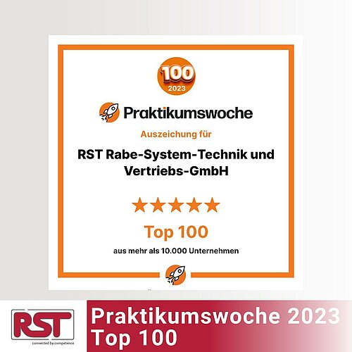 RST in den Top100 Unternehmen der Praktikumswoche:
🔝💯👍🥳

Wir wurden als eines von fünf Unternehmen aus der Region...